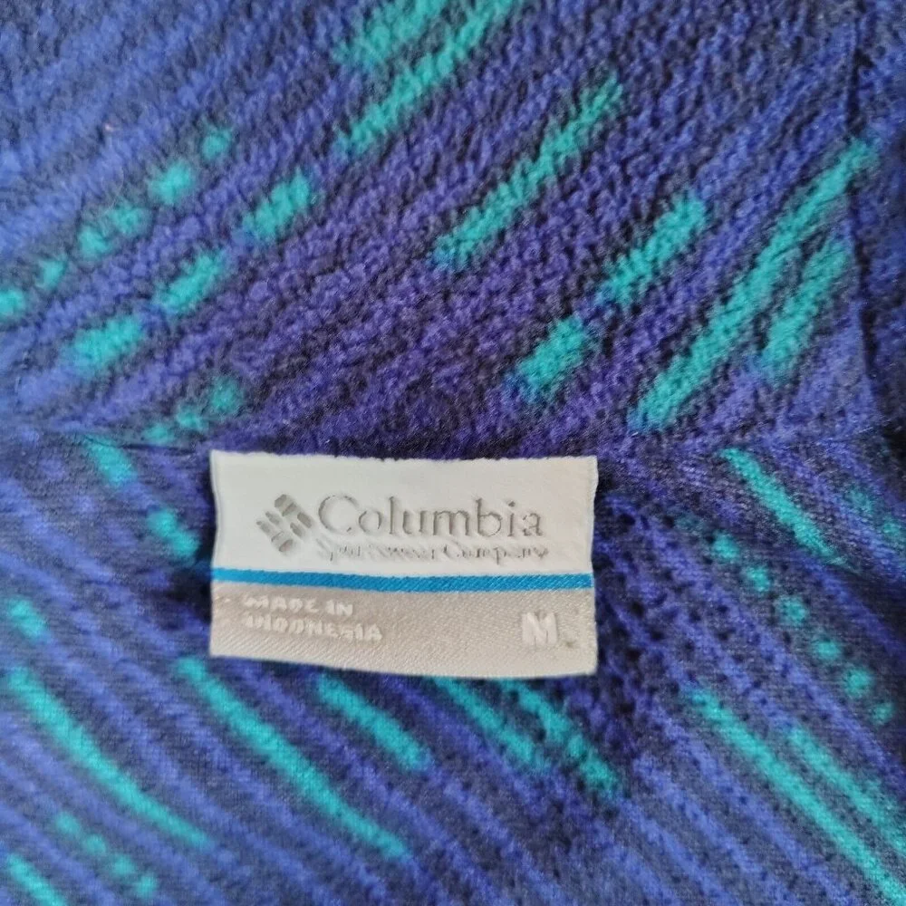 Vintage Columbia Fleece Pullover 1/4 Zip Blue Dash Sweatshirt Women's Sz M - Picture 6 of 10